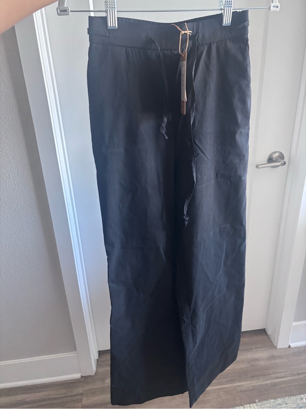 OGL Black Wide-Leg Drawstring Chinos